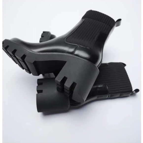 Zara Shoes Zara Lug Sole Chunky Platform Sock Boots Poshmark